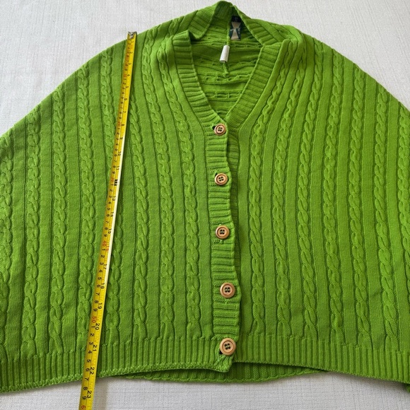 REVOLVE 525 American Green Button Front Knit Cotton Poncho Cardigan O/S Casual - Picture 6 of 6
